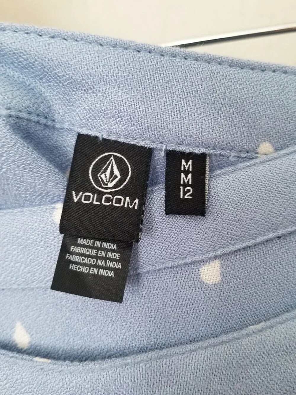 NEW Volcom Light Blue April March Mini Wrap Skirt M Logo Dots Beach Coverup $45